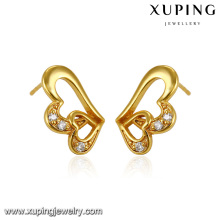 27270-new design jewelry 22k gold heart earrings design for girls